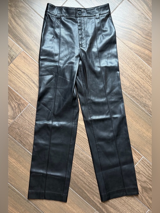 Zara Pants - Faux Leather Zara High Rise Straight Pants